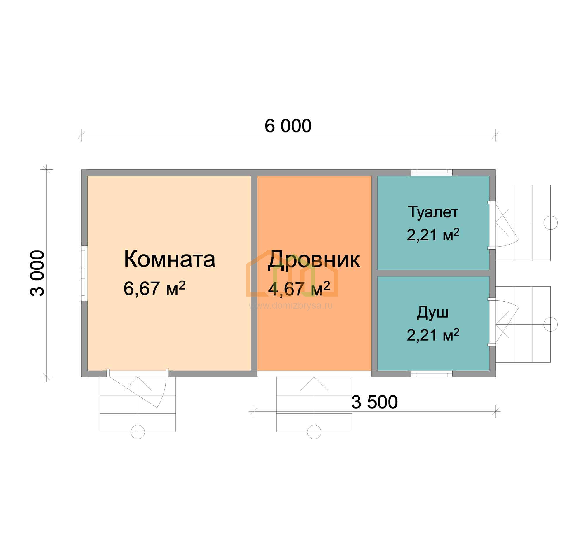 Каркасный садовый домик Клён - 1 3x6 Площадь: 18 м² под ключ в Лодейном Поле